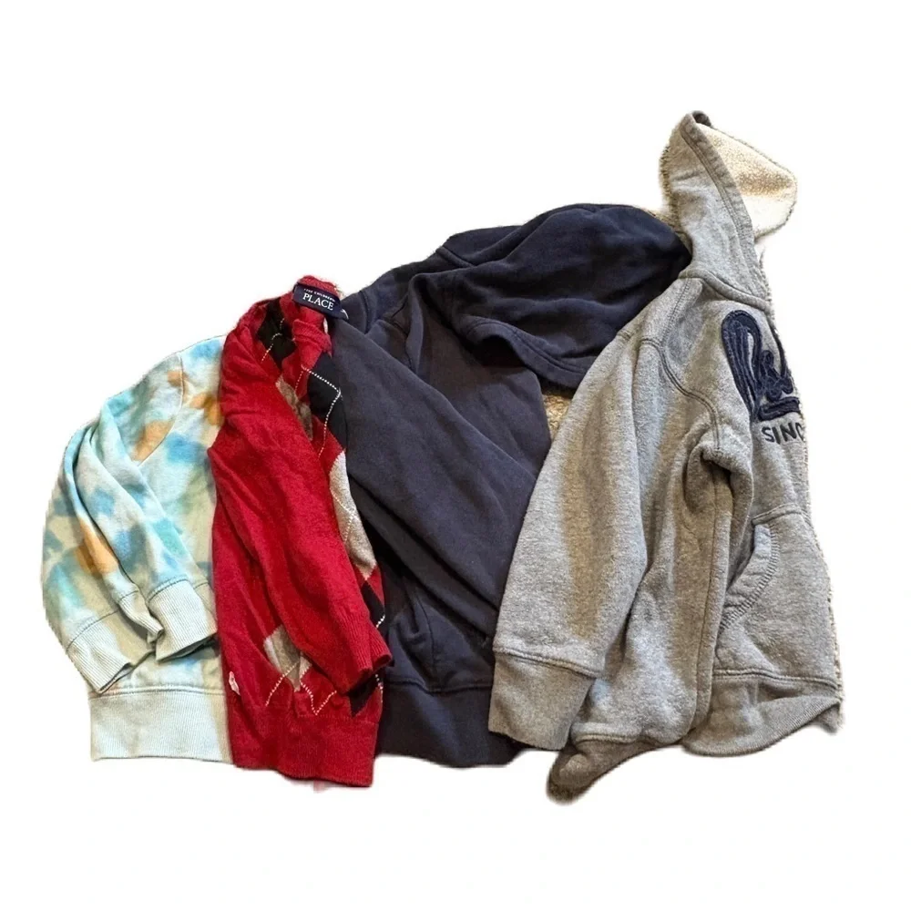 Size 5 Boys Sweatshirt Sweater Bundle Lot Oshkosh Argyle Red Tie Dye Blue